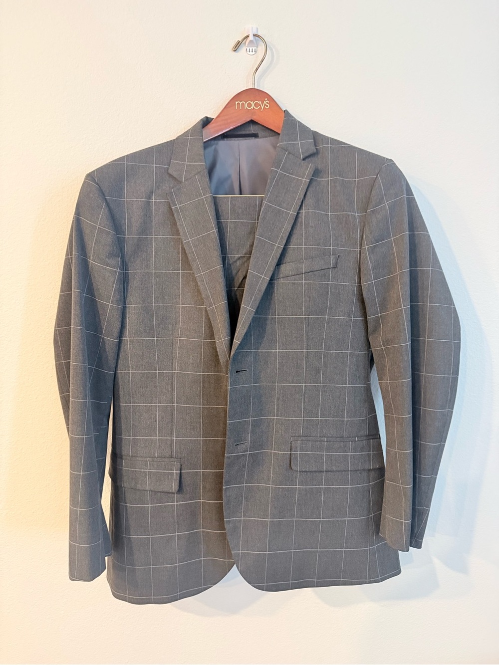 H&M Gray Windowpane 2 Piece Suit